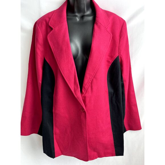 Travelsmith Wool Blend Pink Black Blazer Women Plus Size 3X Lined Barbie Career - Picture 1 of 9